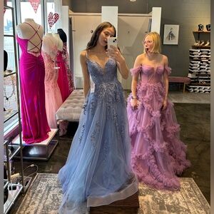 STUNNING light blue/purple sparkly prom dress! (Opened back)